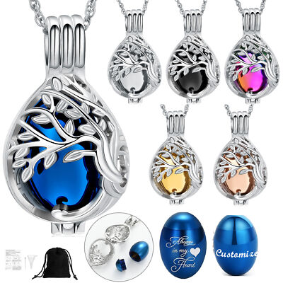 Tree of Life Egg Urn Pendant Cremation Jewelry Ashes Necklace Memorial Jewelry