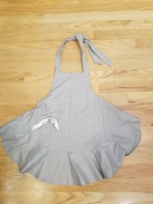 Kids Girls Silver Apron Chef Costume Pockets Adjustable Neck  Tie Belt