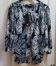 KANCY KOLE womens blouse top size XL leaves New with tags