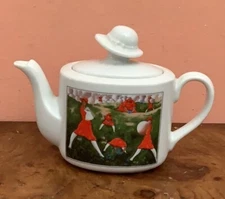 Toscany Collection Samfaola Ladies with Hats  Mini Teapot Creamer 5” Tall