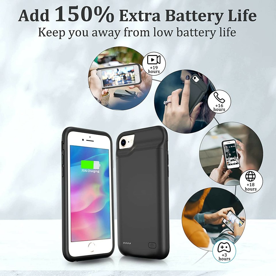 Portable Battery Charger Case For IPhone 11 12 13 14 Pro Max XR – Extended Power Bank Cover (190g)
