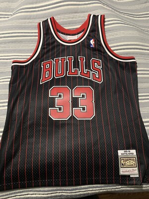 nba swingman jersey Scottie Pippen 33 Hof Xl Red Pin Stripes | eBay