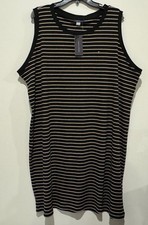 NWT Tommy Hilfiger Women's Black Ivory Stripe Sleeveless Dress Plus Size 2X