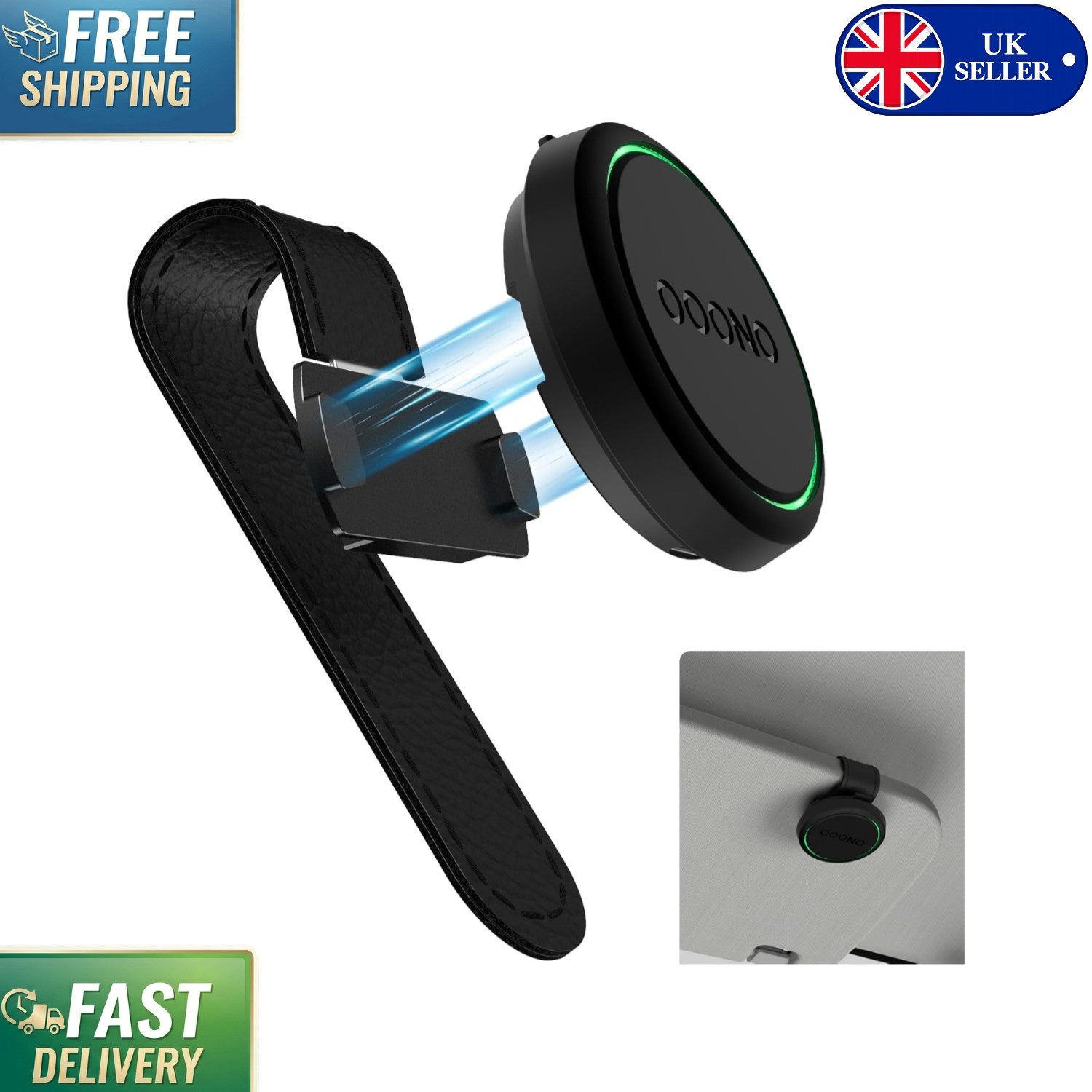 Leather-Wrapped Magnetic Visor Mount for OOONO NO2 - Secure and Sleek