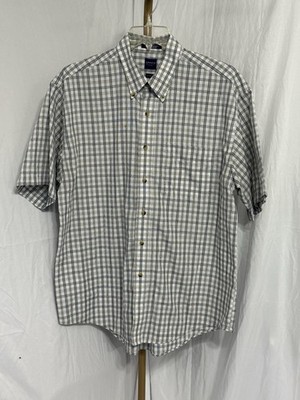 Arrow MENS Button Up Shirt Large (16-16.5) Gray Plaid