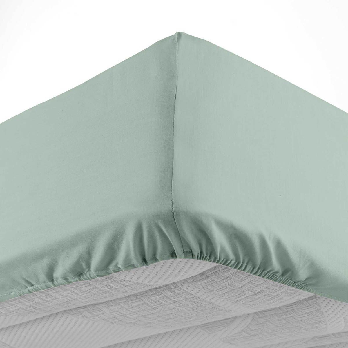 Drap housse lina 180x200cm sauge grand bonnet lit king size en coton