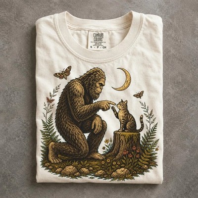 Funny Bigfoot Cat Shirt With Gentle Nose Boop Artwork T-Shirt