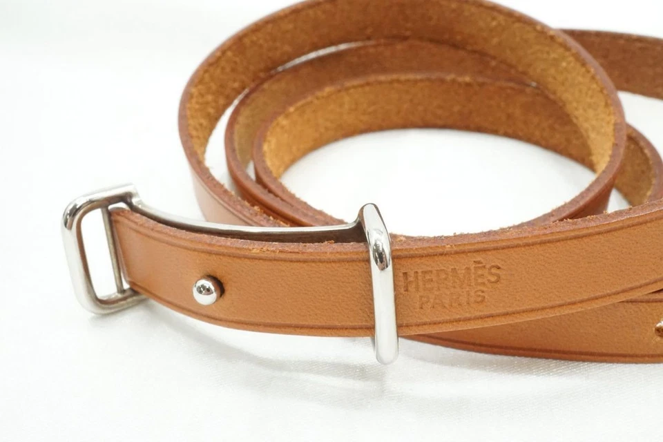 HERMES Api2 4strand Bracelet bangle choker Silver Hardware □H 2004 Brown 4400j - Image 3 of 4