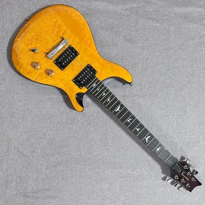PRS Style Electric Guitar Quilted Maple Top Amber Yellow Bird Inlay HH Pickup