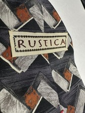 Rustica Silk Tie Zigzag Pattern Printed in Italy Made in USA Vintage Bold