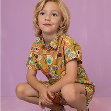 Cotton Badge Collection Blouse Shirt 104-128cm