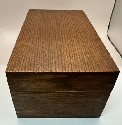 Wooden Index Card Box Medium Finish with brass hinges