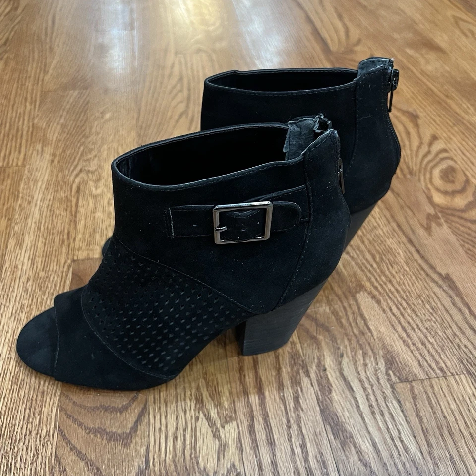 Carlos Santana Black Open Toe Booties Zip Up Women's Shoes 7 M - Image 4 of 4