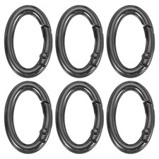 6 Pcs 32mm Oval Egg Shaped Spring Snap Keychain Clip for Purses Black