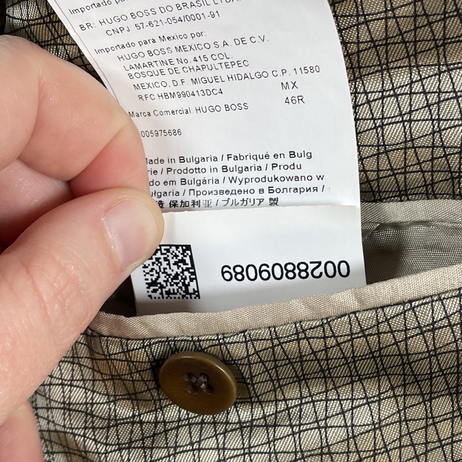 Hugo Boss "THE KEYS12” Mens 56 Tan Check Jacket Sport Coat Blazer Wool/Linen thumbnail 4