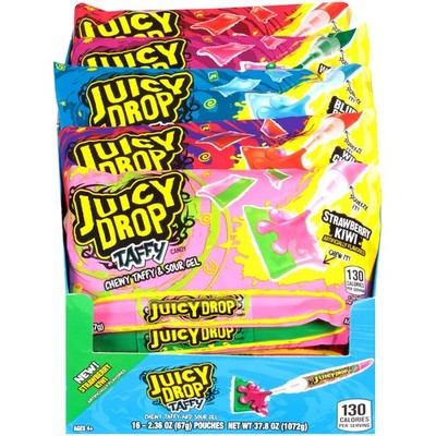 Juicy Drop Taffy Variety Pack, Assorted Flavors 16 Count Tray, Assorted,Blue 