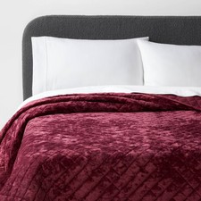 King Luxe Diamond Stitch Velvet Quilt Berry Red - Threshold: OEKO-TEX Certified,