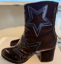 JIMMY CHOO Gray Ankle BOOTS 'Myers 65' Velvet Leather Stars EU38/US8 NEW