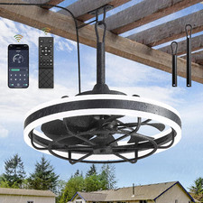 20" Waterproof Outdoor Ceiling Fan with Light, App Control Hanging Hook