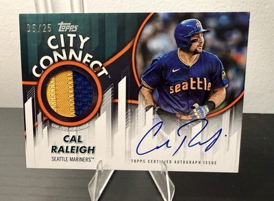 Topps 2026 Series 2 Cal Raleigh City Connect 3 Color Patch AUTO Orange #/25 
