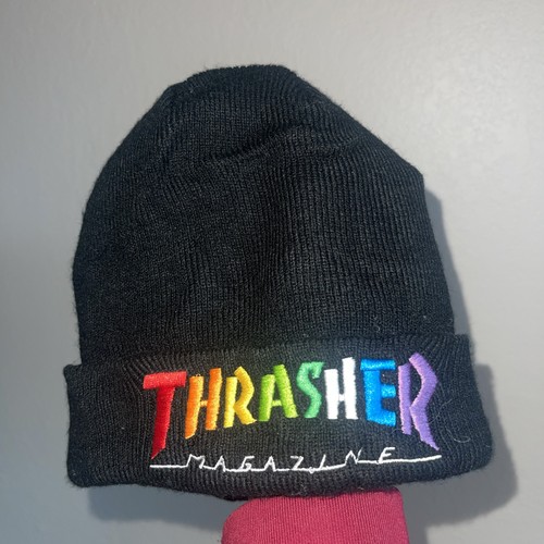 Thrasher Magazine RAINBOW MAG LOGO Skateboard Beanie BLACK
