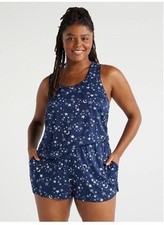 2 PCS JOYSPUN SLEEVELESS TOP  SHORTS STARS PAJAMAS SET BLUE, WHITE,MULTI 3X