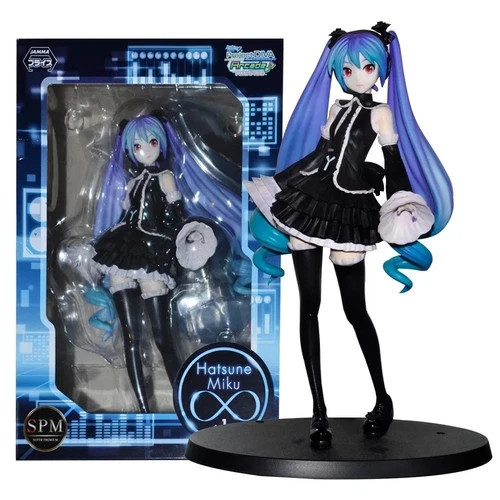 Hatsune Miku Project DIVA Future Tone Vestido Negro 17cm Figura Anime Juguete Sin Caja