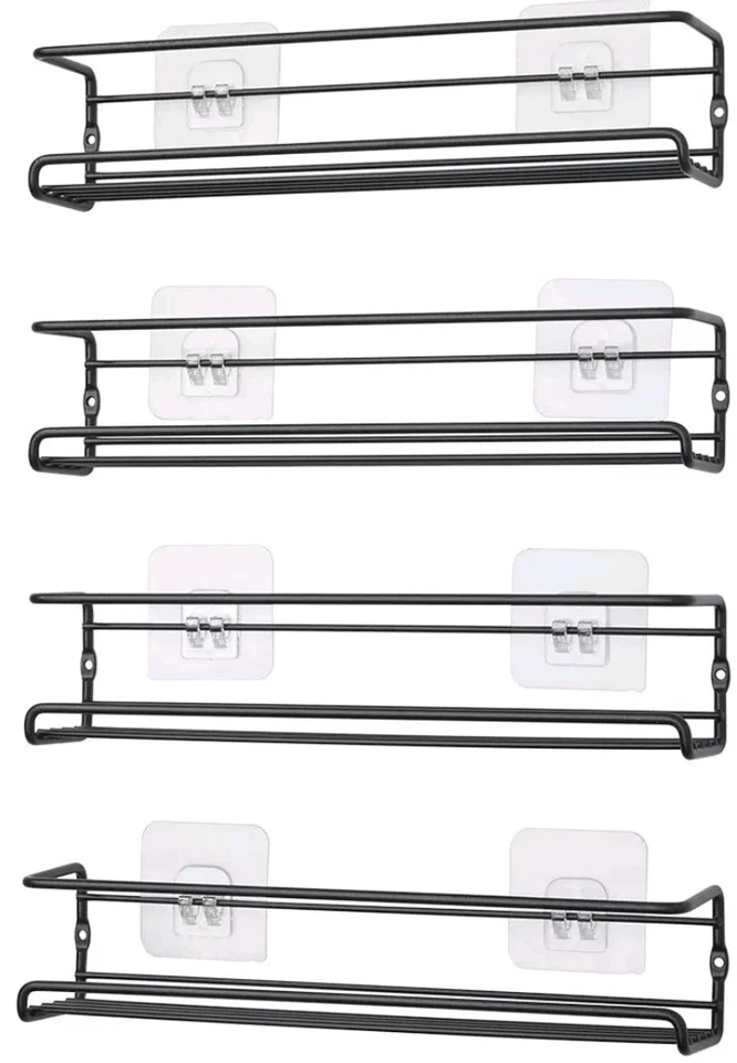 4x Kitchen Cupboard Door/Wall Mounted Spice Rack Holder Organizer Rack Shelf - Image 2 of 3
