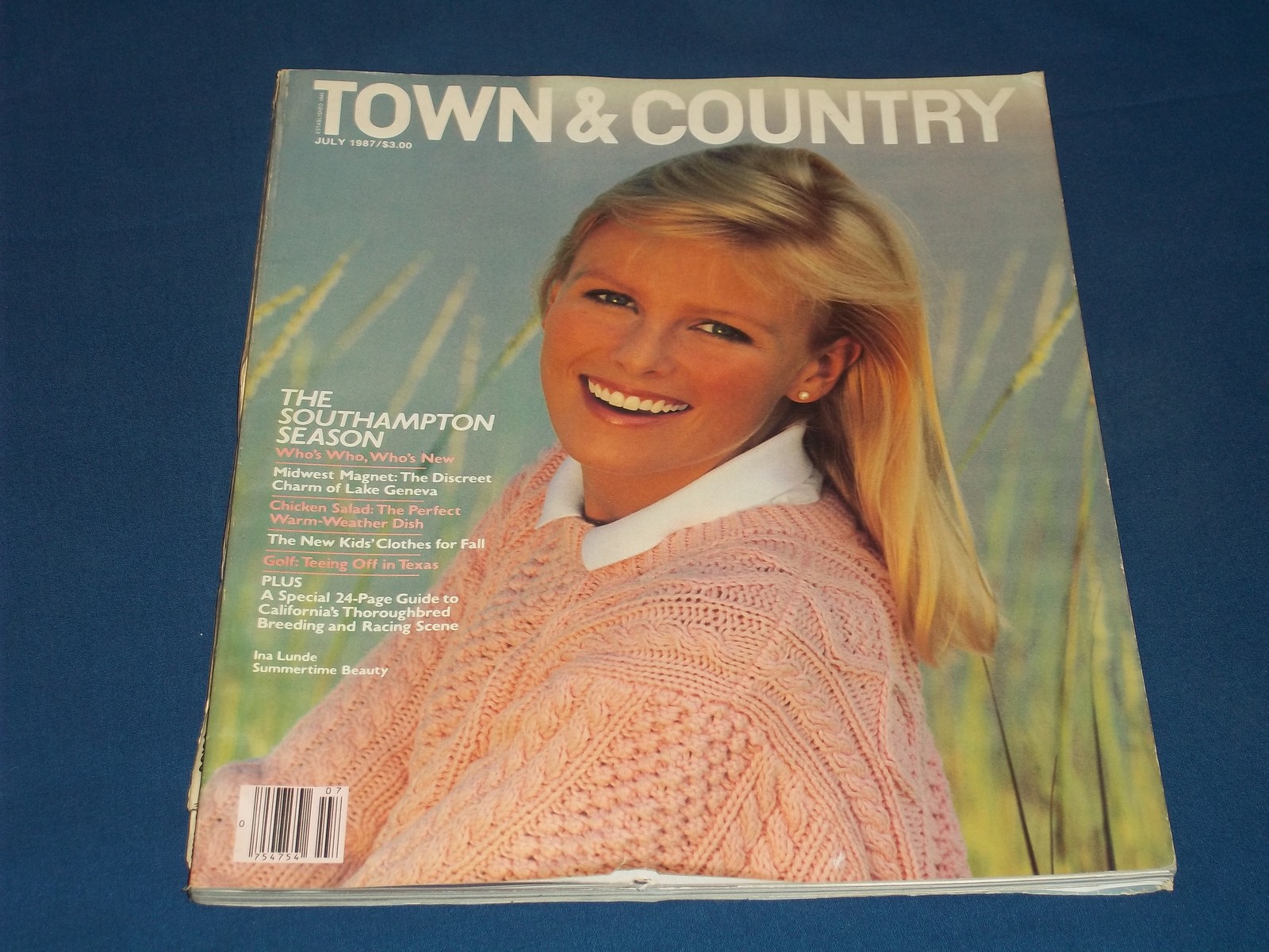 1987 July Town & Country Magazine - Ina Lunde Front Cover - H 13586