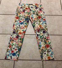 EUC WOMAN'S size "S" ZARA FLORAL BOTANICAL PRINT VIBRANT BOHO CHIC FLOWY PANTS