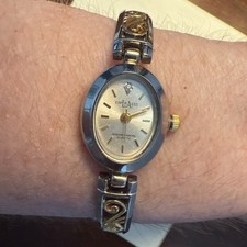Diamond Bangle Watch LA EXPRESS Silver Gold Two Tone Works Great New Battery