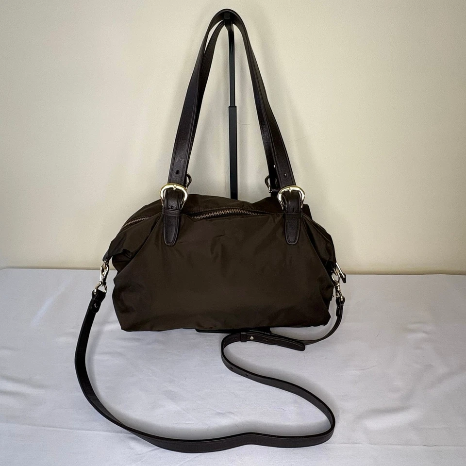 Cole Haan Nylon/Leather Two-way Handbag Purse Shoulder Bag | Brown Classic - Image 2 of 4