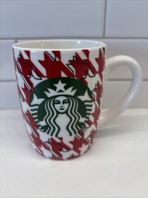 Starbucks 2017 Christmas Coffee Mug Cup 10 oz Red/White Star Checkered Pattern
