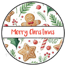MERRY CHRISTMAS GINGERBREAD ENVELOPE SEALS LABELS STICKERS FAVORS