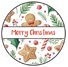 MERRY CHRISTMAS GINGERBREAD ENVELOPE SEALS LABELS STICKERS FAVORS