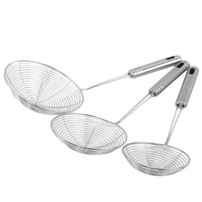 1pc Stainless Steel Oval Skimmer: Oil Mesh Strainer Colander for Cooking - NEW