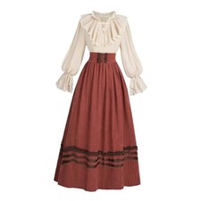 Victorian Dress for Women 1800s Edwardian Costume 2-Piece XX-Large Red