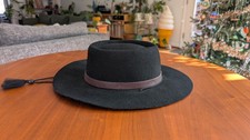 Vintage 80's 100% Wool Black Hat Made In USA Medium Womens