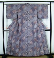 Single Kimono Edo Komon Pattern Geometric B Polyester 7376