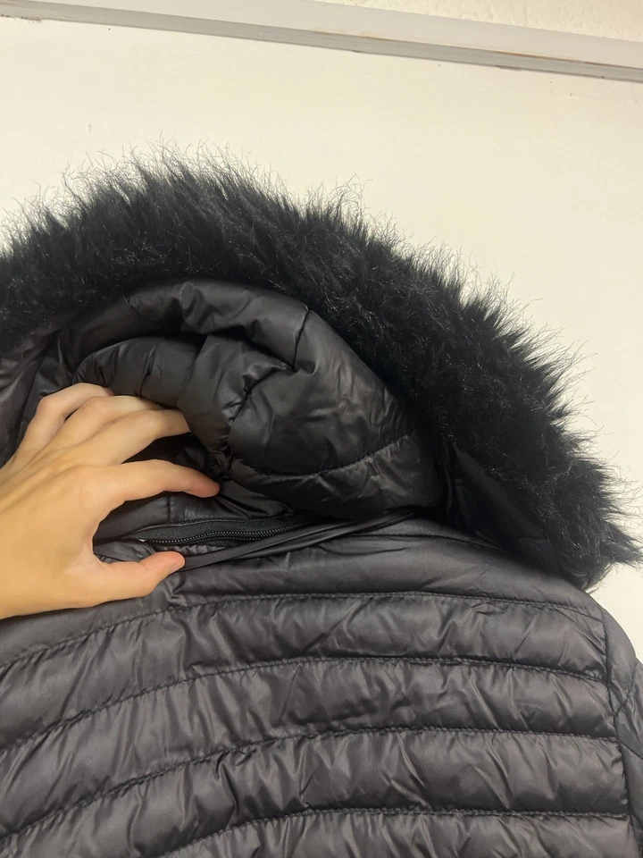 Geographical Norway Parka Abrigo Chaqueta Puffer Negro Con Capucha de Piel Sintética Reino Unido 10 Foto 4 de 4