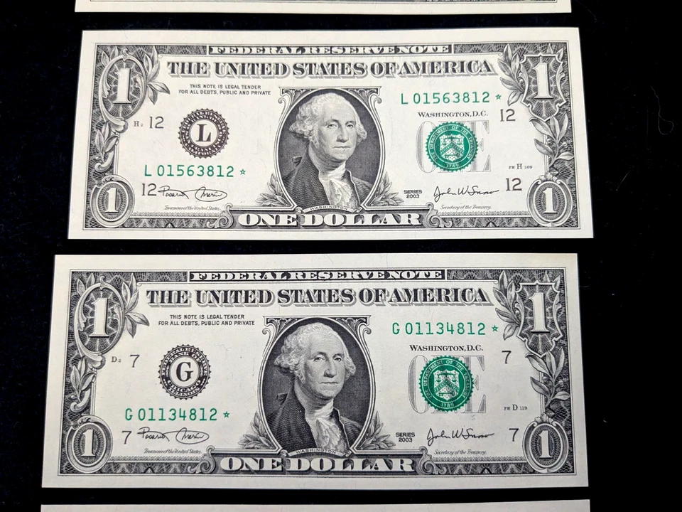 $1 2003 STAR NOTE SET ( 7 DISTRICT ) NO CLEVELAND--- GEM UNCIRCULATED. #9 - Image 3 of 4