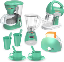 Yalujumb Play Kitchen Toys, Pretend Play Kitchen Appliances Toy Set with Coffee