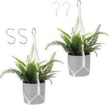 Macrame Plant Hanger, 2PCS Plant Hangers Indoor Hanging Planter Basket with 2 Ho
