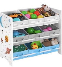 SONGMICS 3-Tier Children's Toy Storage Unit Space Print Pull-Out Fabric Bins