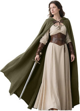 Medieval Hooded Cloak Linen Renaissance Cape with Hood - Halloween Hobbit Cospla