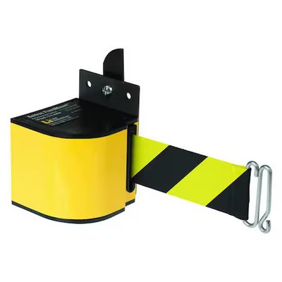 Lavi Industries 50-3017Yl/18/Sf Warehouse Fixed Mount Retractable Belt Barrier,
