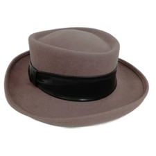 Marida Hat Porkpie Wool Felt Made In England Mocha Black Ladies