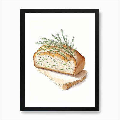 Rosmarin Brot Bäckerei Produkt Quent gerahmtes Wandbild Poster Leinwanddruck Bild