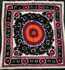 Antique Silk Uzbek suzani handmade embroidery home decor 49"X54" 137x126cm D-6A