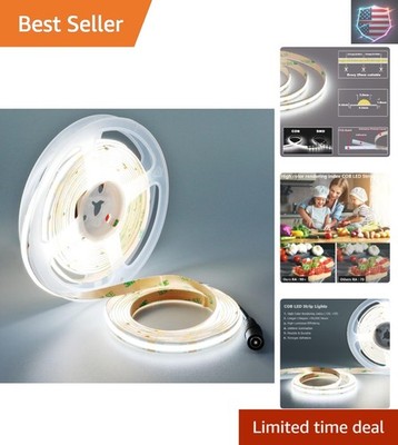 12V COB LED Strip 6000K Bright White 16.4ft CRI 90 Self Adhesive LED Tape Lig...